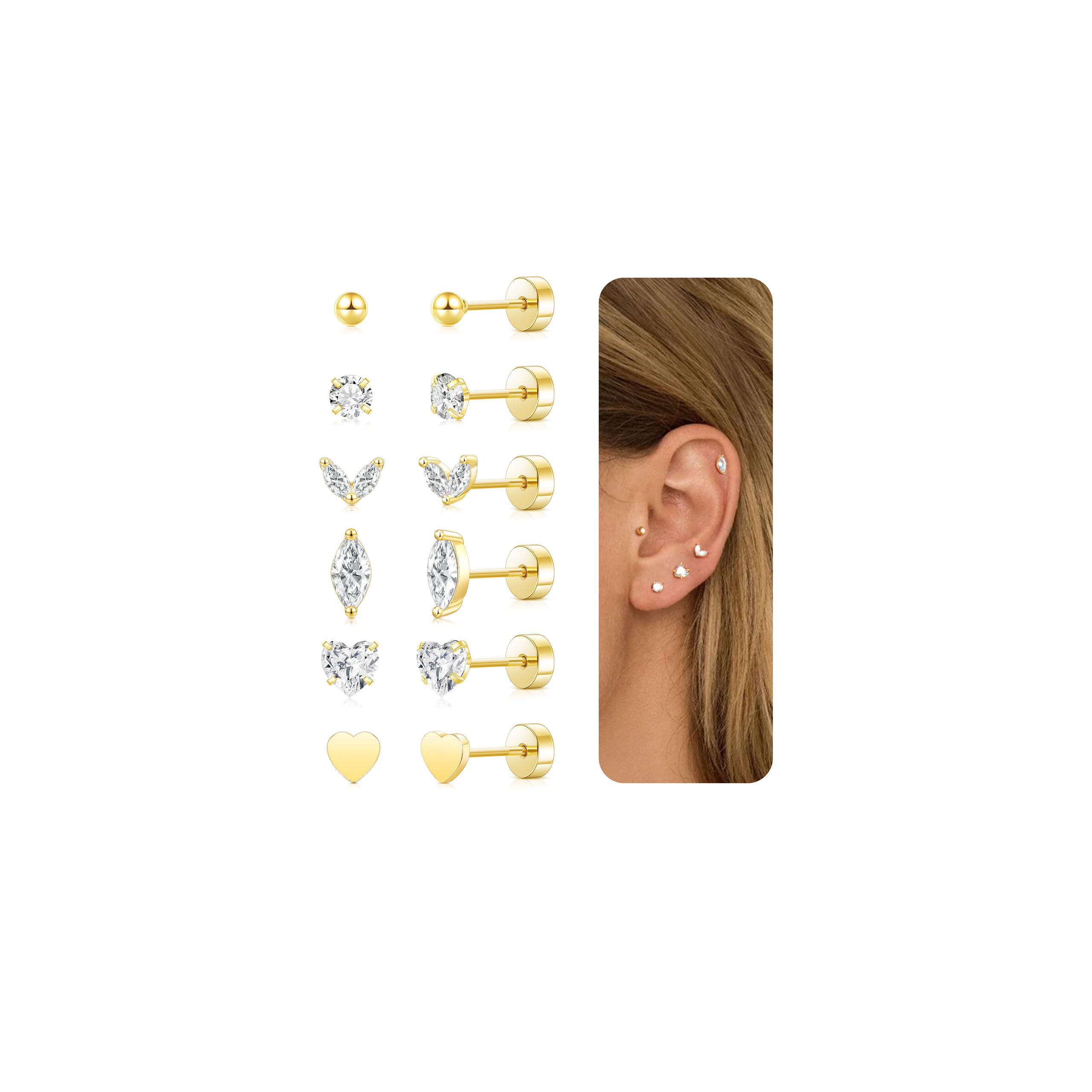 Gold Stud Earrings Sets